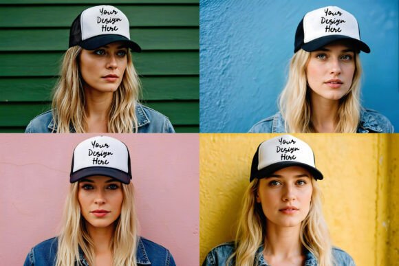 Download Trucker Hat Jpg Mockup Images Set - Mockup Collection