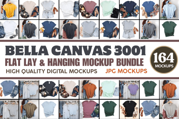 Download Bella Canvas 3001 Flat Lay Mockup Bundle - Mockup Collection