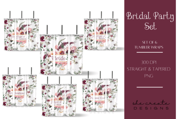 Download Bridal Party Tumbler Designs Set of 6 - Bridal Collection