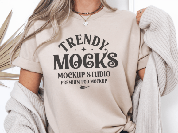 Download Gildan 64000 Sand T-shirt Mockup 3 - Mockup Collection