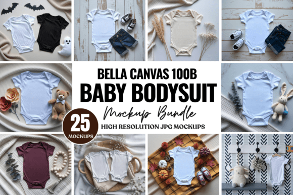 Download Bella Canvas 100B Baby Bodysuit Mockups - Mockup Collection