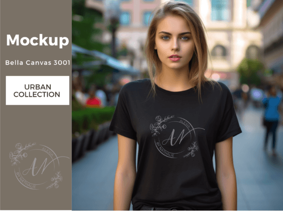 Download Mockup Bella Canvas 3001 Black T-shirt - Mockup Collection