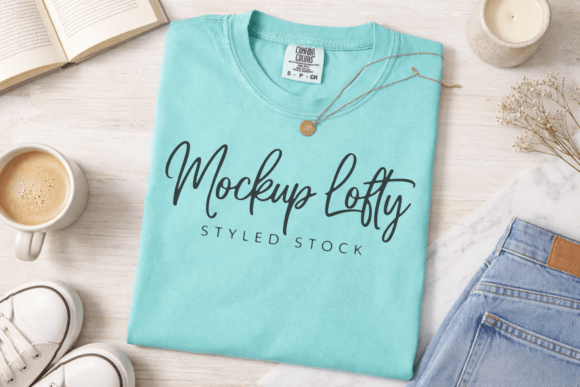 Download C1717 Chalky Mint Flat Lay Tshirt Mockup - Mockup Collection