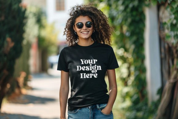 Download Black Gildan 5000 Women Tshirt Mockup - Mockup Collection