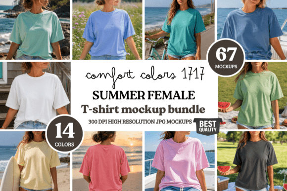Download Comfort Colors 1717 Summer Mockup Bundle - Mockup Collection