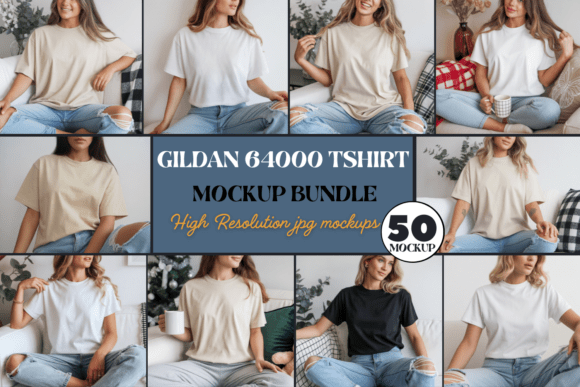 Download Gildan 64000 T-shirt Mockups Bundle - Mockup Collection
