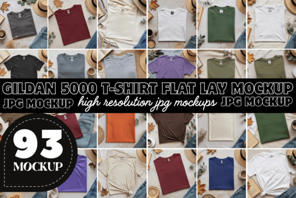 Download Gildan 5000 Flat Lay Mockup Bundle - Mockup Collection