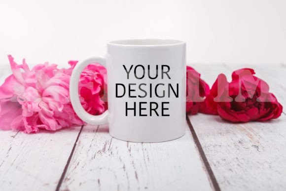 Download 11 Oz Mug Mockup with Flowers - Mockup Collection