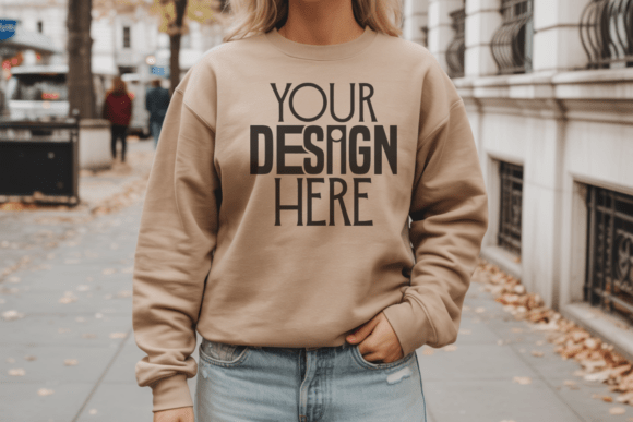 Download Gildan 18000 Sand Mockup - Mockup Collection